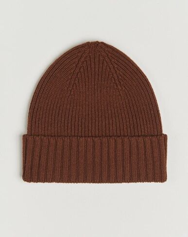 Robert Mackie Kingswell Ribbed Wool/Cashmere Beanie Brown