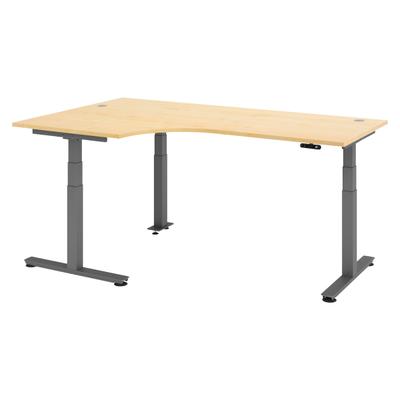 bümö elektrisch höhenverstellbarer Eckschreibtisch Ahorn 200x120 cm, Gestell in graphit - Eckschreibtisch höhenverstellbar mit Memory-Steuerung,