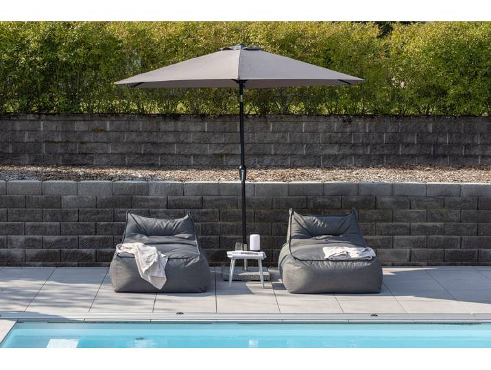 Sonnenschirm Imperia – Ø300 cm aus grauem Polyester - Grau - Luxusbetten24