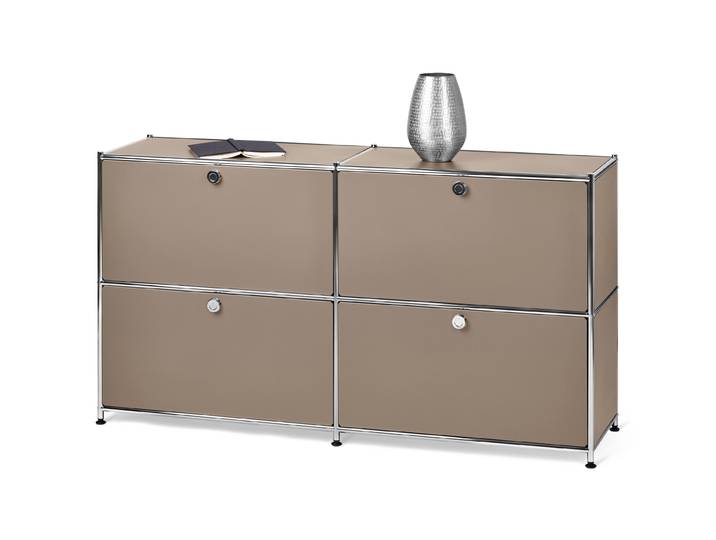Tchibo - Sideboard Metall »Cn3« mit 4 Klappenfächern - 152x40x82,5cm - taupe -