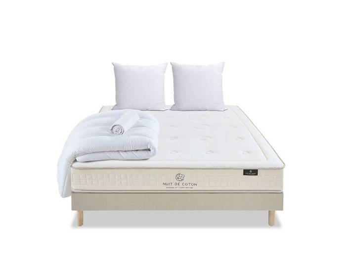 Pack Prélude 2.0 180x200 cm Matelas Latex 100% Naturel + Sommier Bois + Accessoires