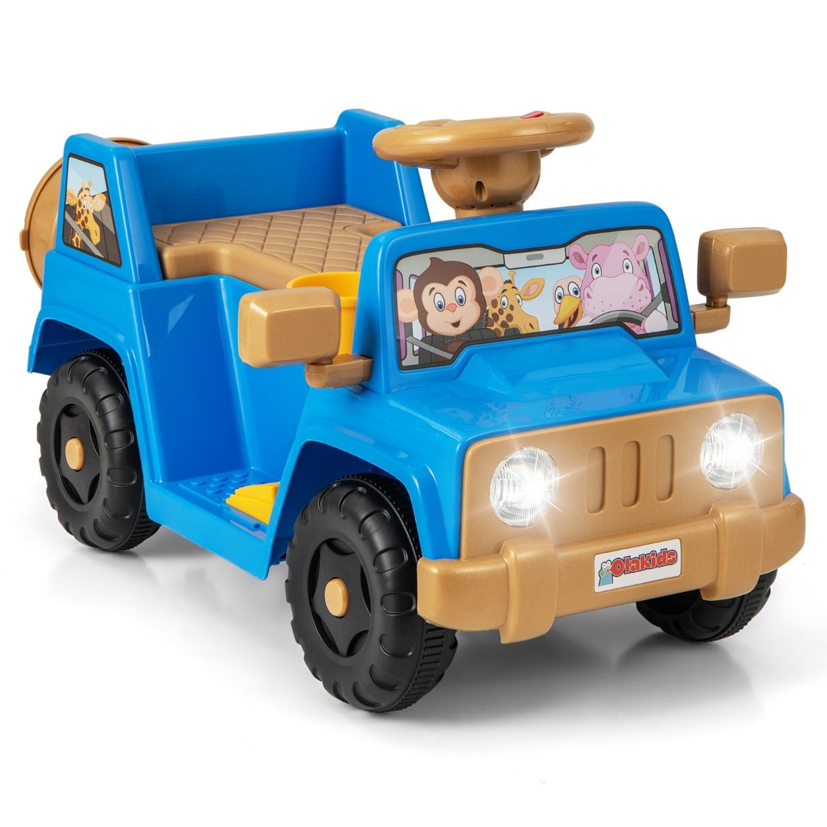 Costway 6V Kindervoertuig voor Peuters met Geluidseffecten en LED-verlichting, Marineblauw
