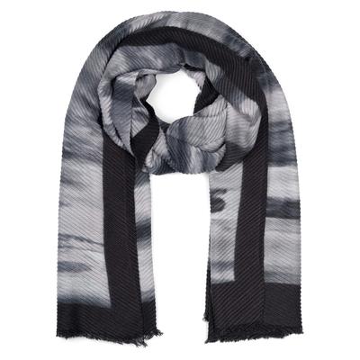Schal STYLEBREAKER "Plissierter Schal mit Pinselstrich Muster", Damen, schwarz (schwarz, grau), Obermaterial: 100% Polyester PES., Modisch, Modetücher Schal