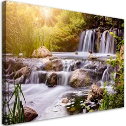 WANDBILD wasserfall bei sonnenuntergang