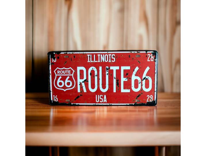 Plaque publicitaire de style Plaque d'immatriculation avec l'inscription Illinois - Route 66
