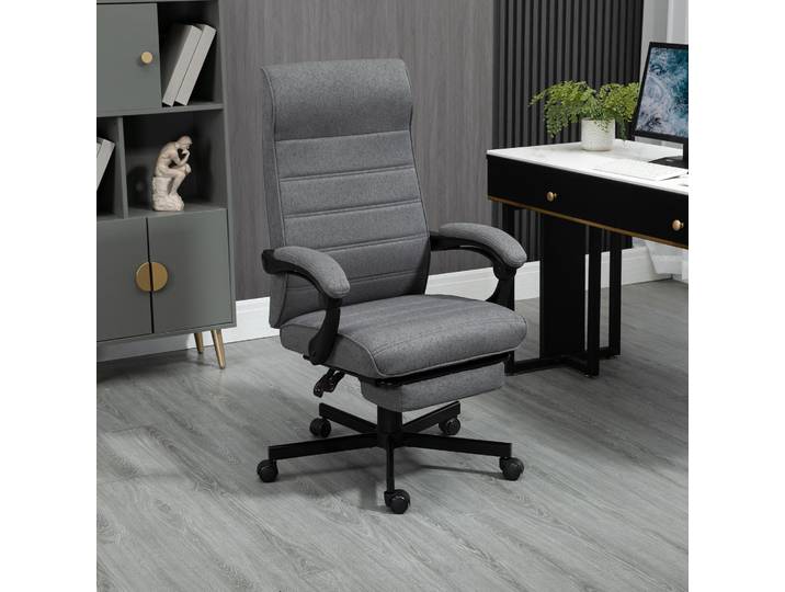 Vinsetto Fauteuil Bureau Pivotant Tissu Gris Réglable