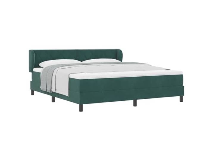 KTHLBRH Boxspringbett mit Kopfteil dunkelgrün 180 x 200 cm Samt Verstellbares Kopfteil, Holzrahmen, luxuriöser Samt, schwarze Kunststoffbeine, modernes Schlafzimmer, Entspannung