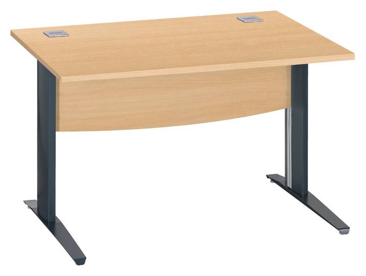 Bureau droit Excellens L 120 cm hêtre piétement métal '' L'' anthracite - - Bruneau