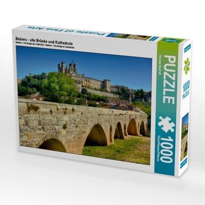 CALVENDO Puzzle Béziers - alte Brücke und Kathedrale 1000 Teile Puzzle quer | 1000 Teile Lege-Größe 64 × 48 cm Foto-Puzzle für glückliche Stunden