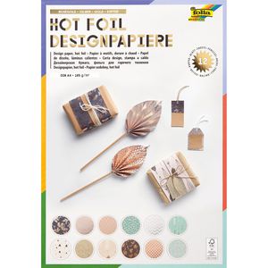 Folia Motivpapier 11549 Hotfoil Designpapier, A4, 165 g/m², mit Folienveredelung, 12 Motive, 12 Blatt