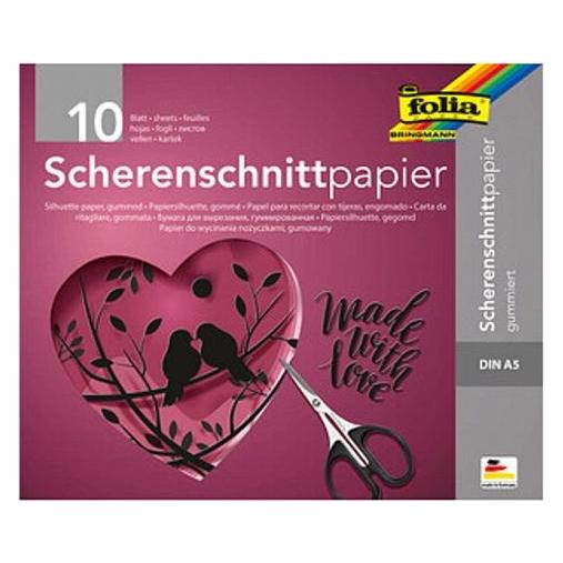 Folia Scherenschnittpapier gummiert schwarz 105 g/qm 10 Blatt (105 g/m², 1x) (32026077)