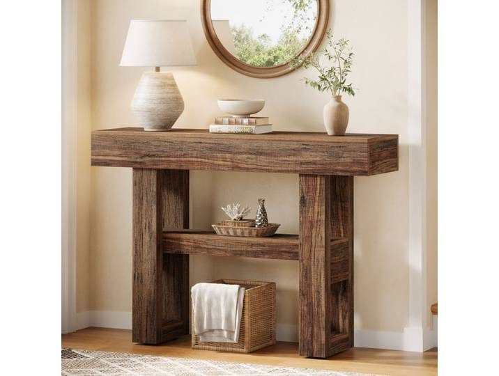 Table console - LITTLE TREE - Little Tree - 105x30x80 cm - Bois massif - Marron rustique