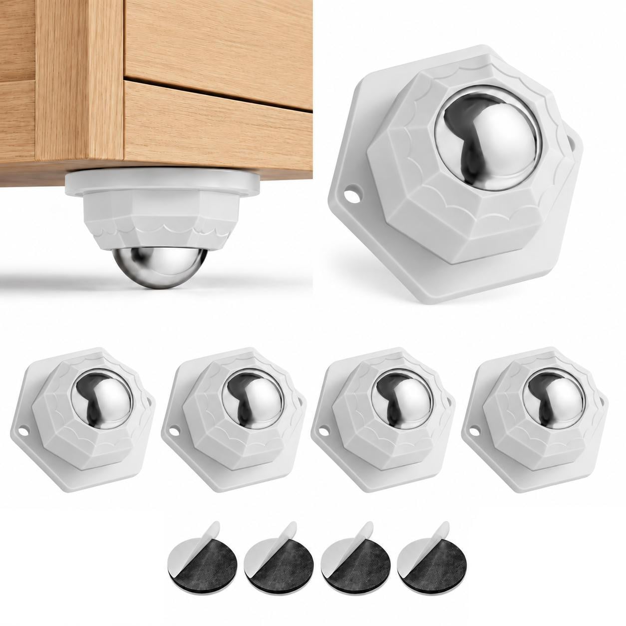 INF 4 stuks zelfklevende meubelwielen wit
