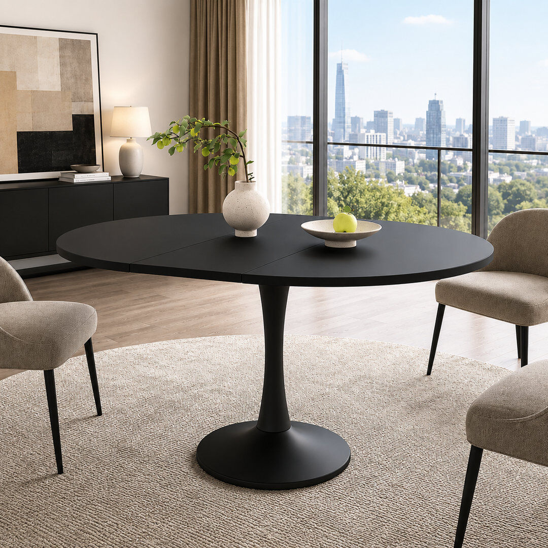 Corrigan Studio 140 cm Extendable Round Dining Table Black