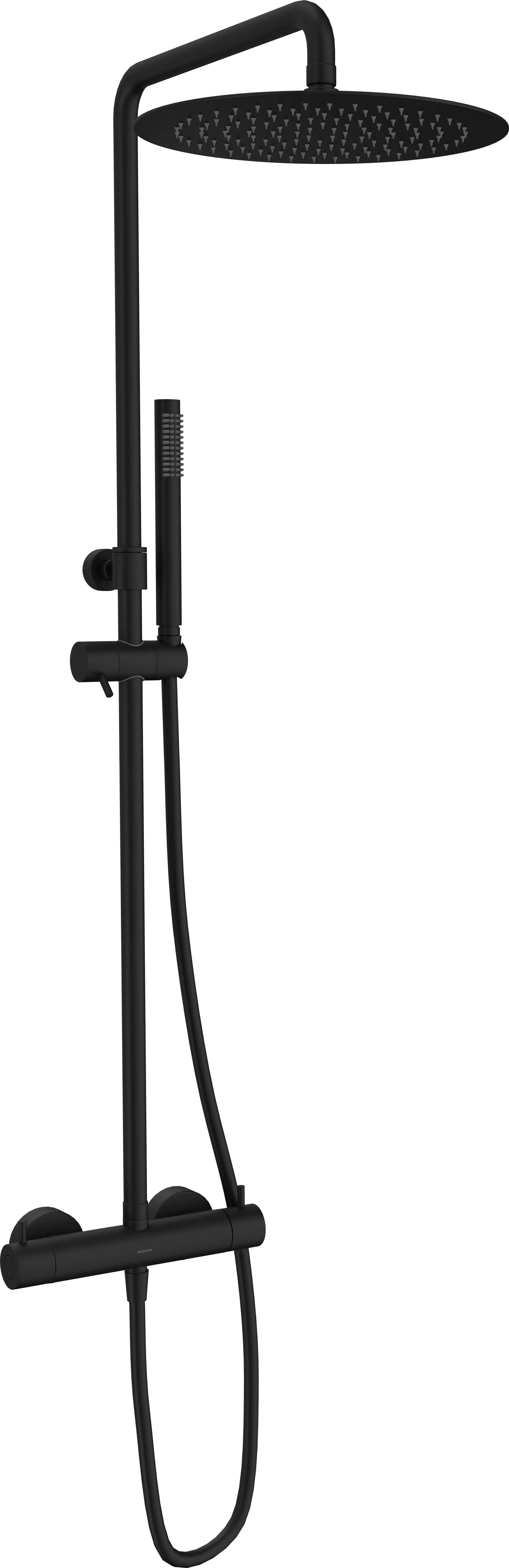 SANYCCES LOOP Rain Duschsystem mit Thermostat 30 cm, schwarz matt