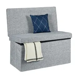 Relaxdays Faltbarer Sitzhocker mit Lehne L Grau