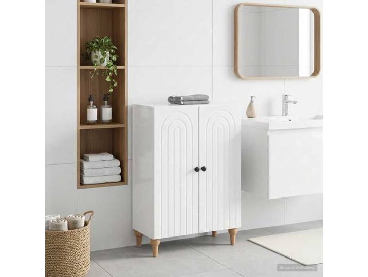 Magnifique Meuble de Rangement de Salle de Bain ALKMAAR Blanc brillant - Résistance à l'humidité &2795