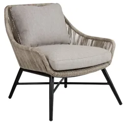 Gartensessel Pembroke mit Kissen aus Rattan und Aluminium, modern, beige, Outdoor