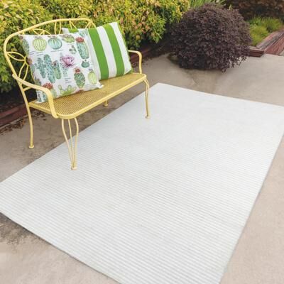 Alora Decor Vista Green and Aqua Stripe Hand-tufted Rug