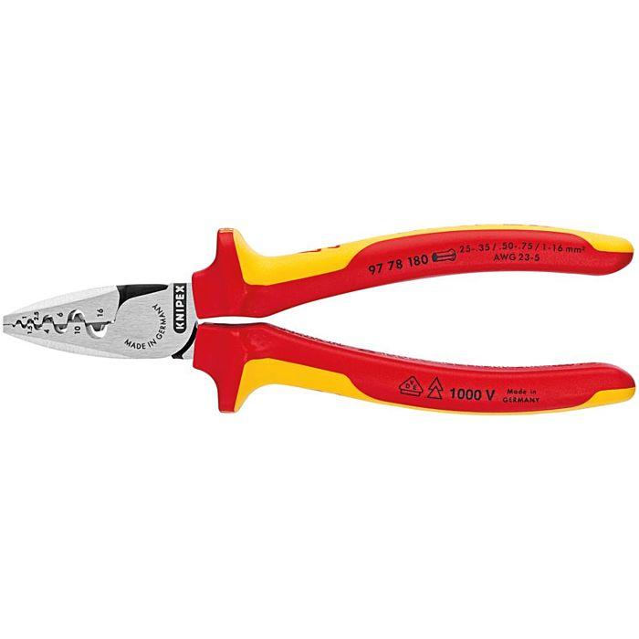 KNIPEX Crimpzange für Aderendhülsen 9778180 2-Komponenten-Griffen KNIPEX