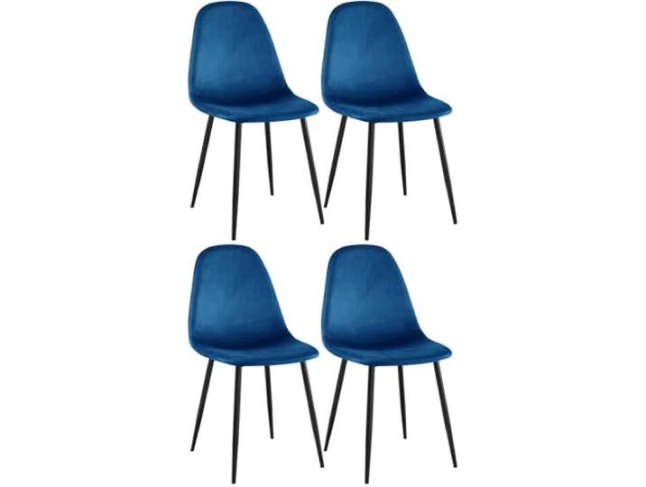 CLP Esszimmerstühle 4er Set Napier, Bequeme Küchenstühle gepolstert, Polsterstühle Esszimmer mit Rückenlehne, bis 150 kg belastbar, Farbe: blau, Material: Samt