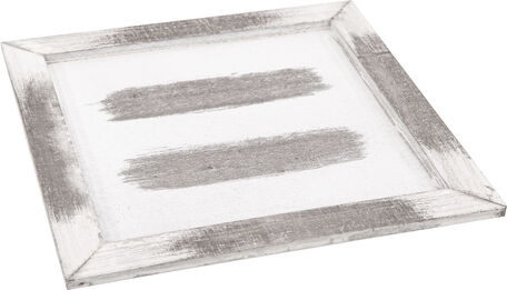 Tablett aus Holz, grau-weiß, 30 x 30 x 1,5 cm