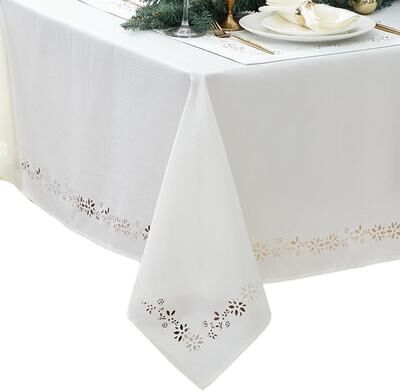 Threadmade Poinsettia Noel Laser Cut Tablecloth