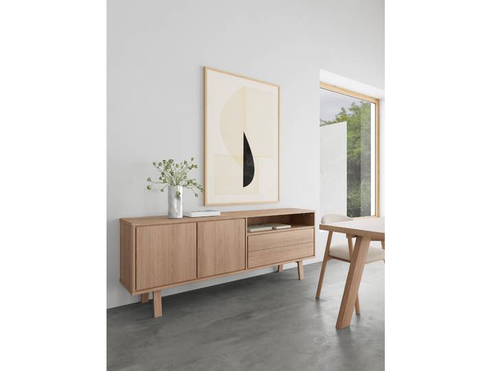 Buffet en bois reconstitué 200 x 75 x 40cm Bois/Beige