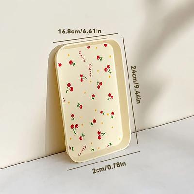 Useful Little Things Cherry Pattern Serving Tray Multipurpose Organizer For Desserts Fruits Jewelry Perfume And Home Decor yellow S