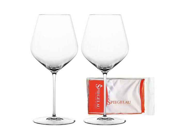 Spiegelau Burgundergläser + Poliertuch Hi-Lite transparent 734 ml 2er Set, Transparent, Glas, Gläser, Weingläser