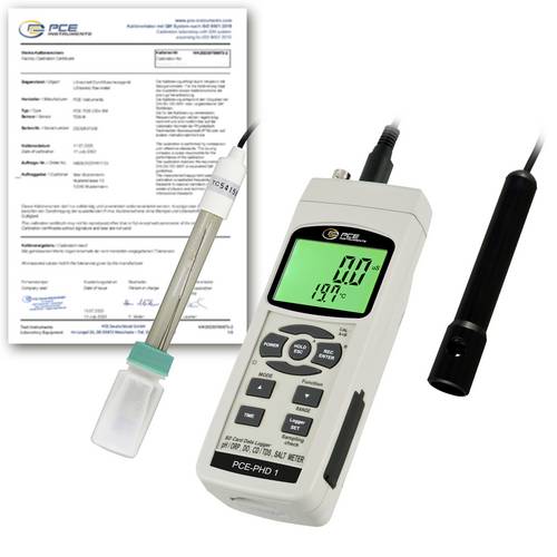 PCE Instruments PCE-PHD 1-PH-ICA pH-Messgerät kalibriert (ISO) pH-Wert, Temperatur