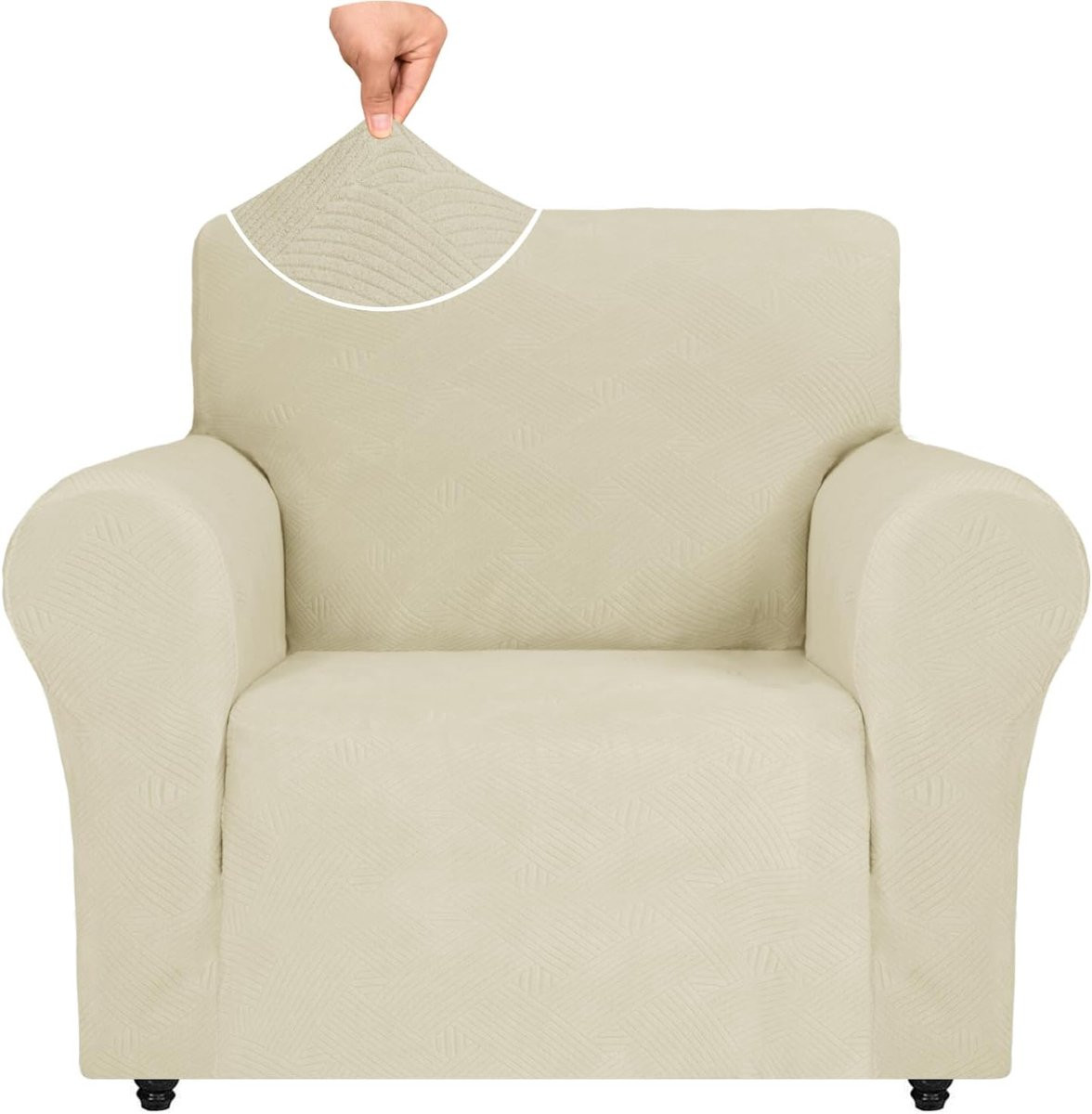 SnelShoppen Stretch Sofa Cover 1 Zits, Universele Elastische Armchair Bescherming, Beige, Anti-slip en Krasbestendig
