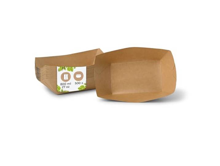 BIOZOYG Pommes Schalen Pappe 800ml 500 Stück braun Currywurst Schale - Snackschalen und Pappteller nachhaltiger Forstwirtschaft und fettdicht - Pappschale