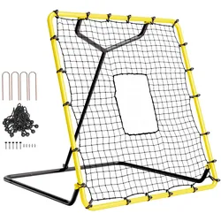 VEVOR Baseball- und Softball-Rebounder-Netz, 4 x 4,5 Fuß PitchBack-Baseballnest für Pitching- und Fielding-Training, Pitch Return Trainer Rebound-Netz mit Pitching-Ziel, 4 einstellbare Winkel