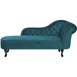 CHAISELONGUE Samtstoff blaugrün rechtsseitig Nimes