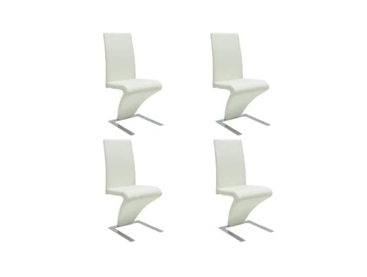 KGHFDVB 4er Set Esszimmerstühle Weiß Kunstleder Modernes Design Küchenstühle, Essbereich, stabiler Stand, pflegeleichter Kunstlederbezug, schlichte Farbgebung