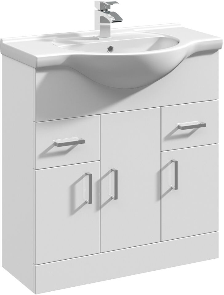 Nuie Mayford 755 mm Freestanding Single Vanity with Integrated Basin White 755mm W