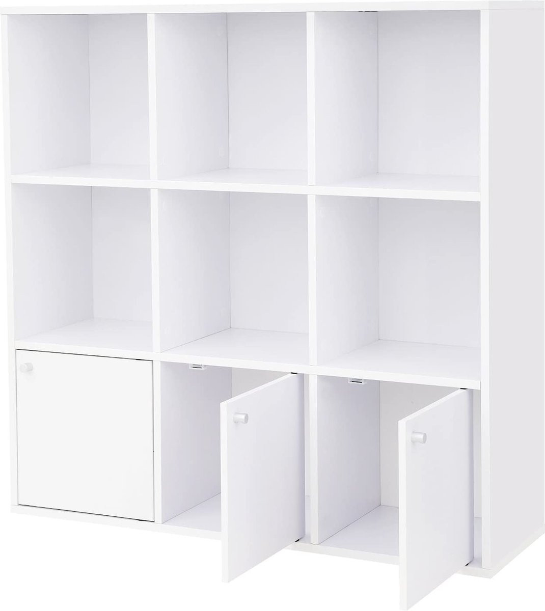Vasagle Boekenkast met 3 Deuren, Wit, LBC33WT