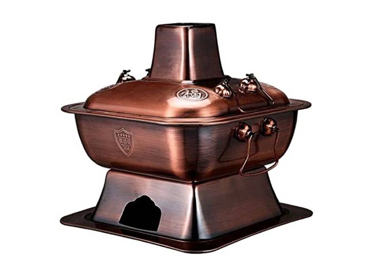Kupfer-Hotpot, Kupfer Hot Pot, Vintage Shabu Topf(Red Copper,34cm)