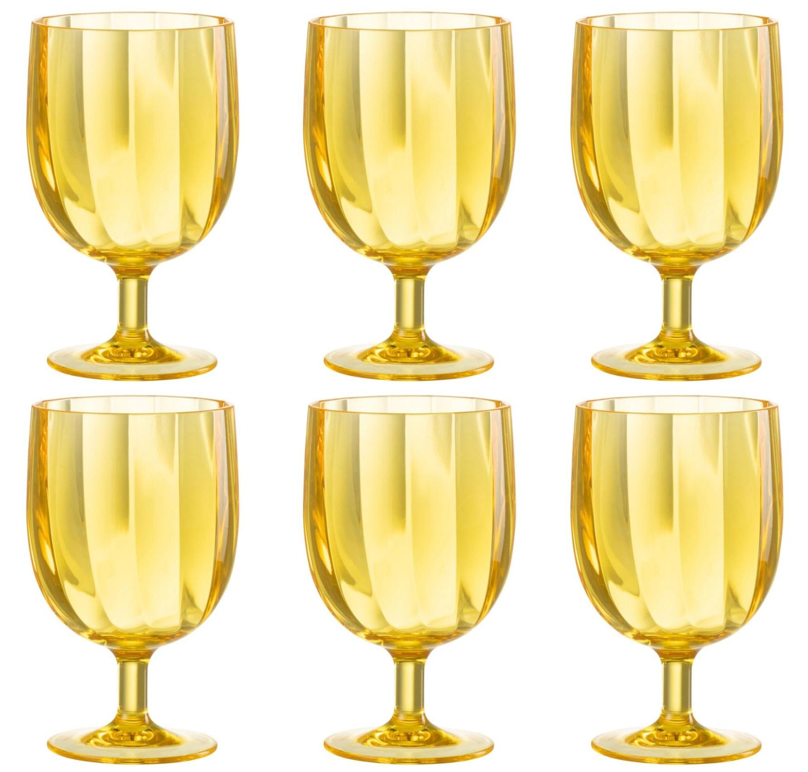 Set van 6 gele plastic wijnglazen