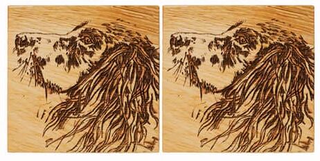 Selbrae House Just Slate Company Set of 2 Spaniel Oak Coasters