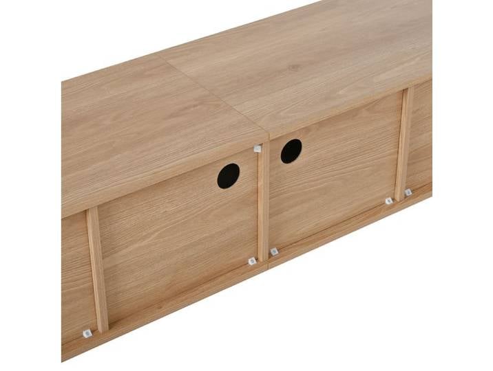 Meuble TV 180 × 38 × 47 cm 4 portes abattantes aspect chêne vintage pieds en bois