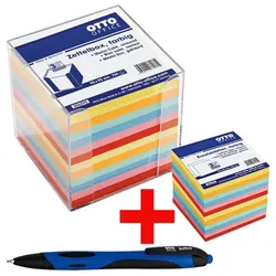 OTTO Office Zettelbox mit farbigem Papier inkl. Kugelschreiber »Active« und Ersatzblätter, 9.5x9.5 cm