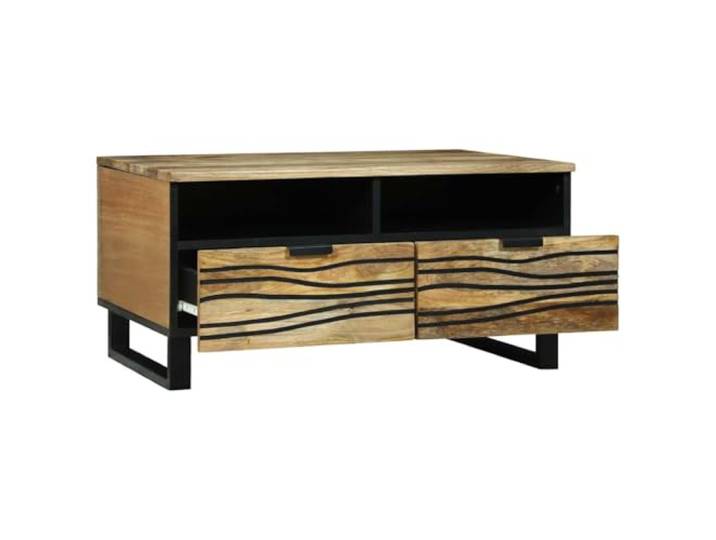 Couchtisch 80 x 54 x 40 cm Engineering Holz Modernes Design, Akazie Massivholz, große Schublade mit Griff, einfache Montage, Wohnzimmer