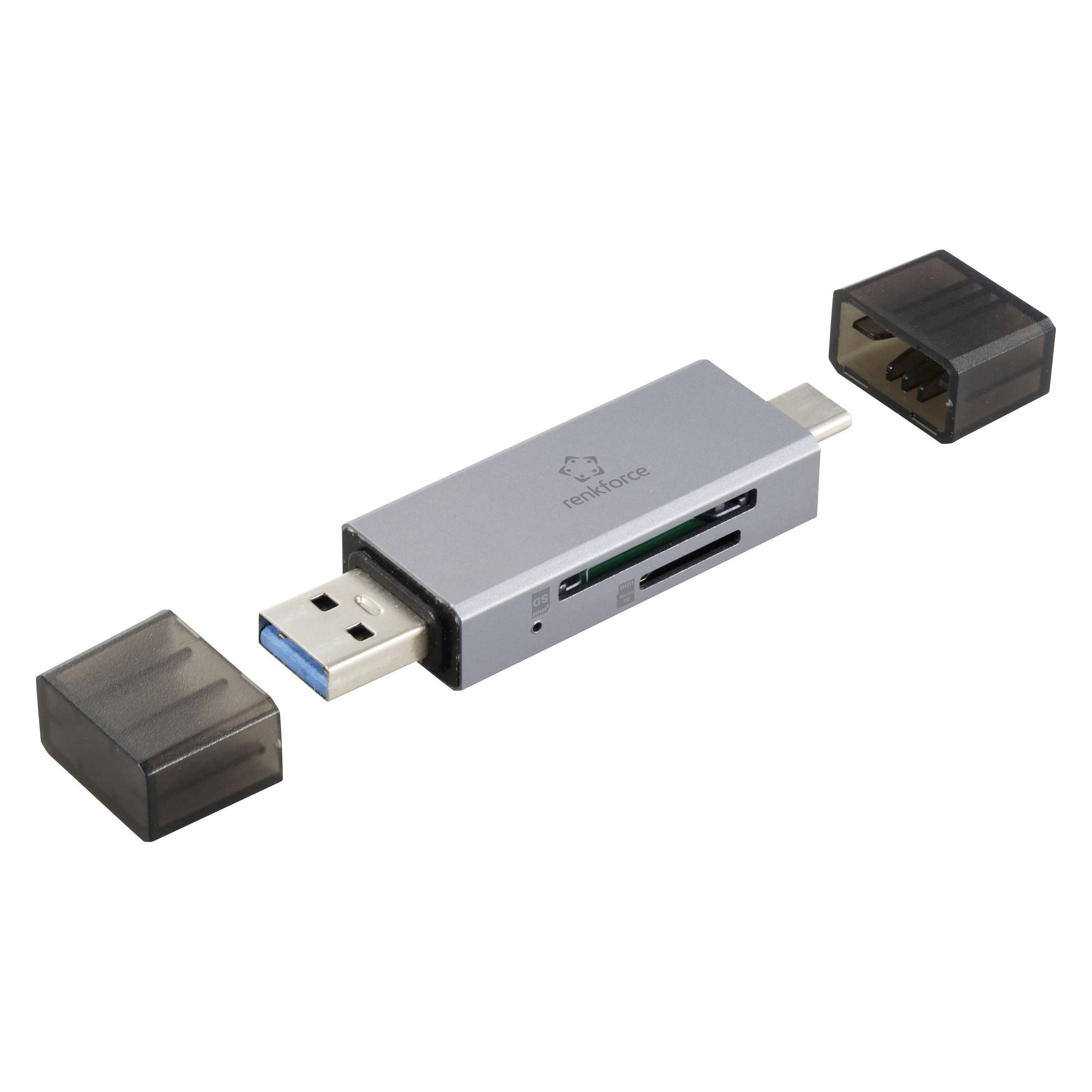 Renkforce RF-PCR-400 Externer Speicherkartenleser USB-A, USB-C microSD, SD Spa (USB-C) (RF-6179482)
