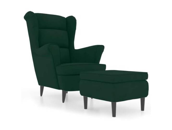 Tmriohed Ohrensessel mit Hocker Samt Dunkelgrün Relaxsessel Set 2-Teilig Bequemer Fernsehsessel mit Polsterhocker für Wohnzimmer und Schlafzimmer. Stabile Holzbeine und weicher Samtbezug.