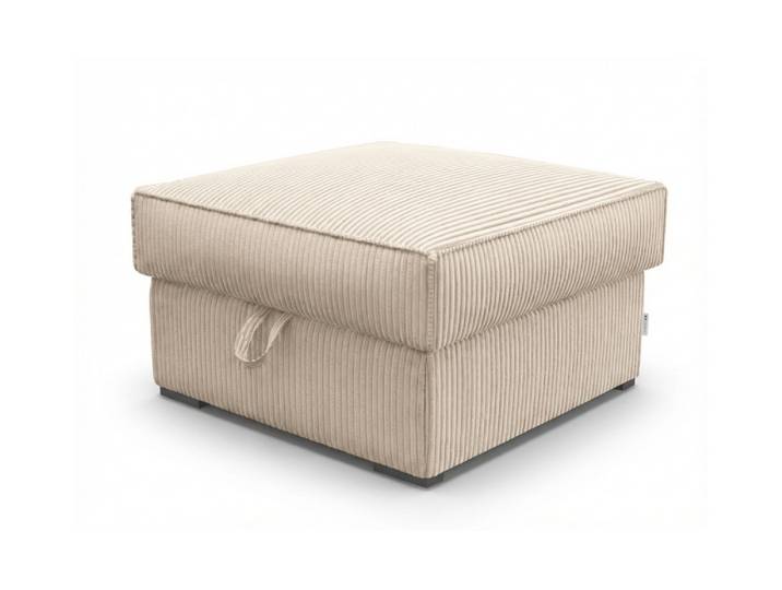 Cremfarbener Hocker SMART COSARO mit Stauraum 65x65 cm