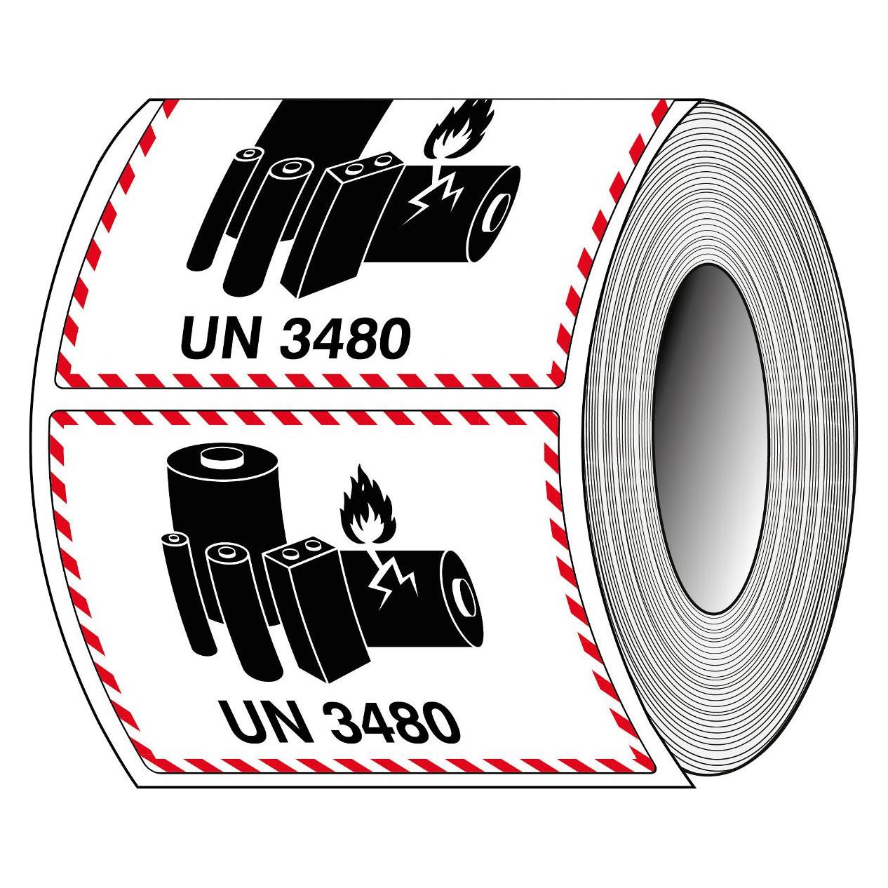 Brady ADR-LBM-UN3480, B-7610, Verpackungsetiketten - Lithiumbatterie-Markierung, Papier, matt, Sch (T/ADM-LBM-UN3480-105X74-1000)