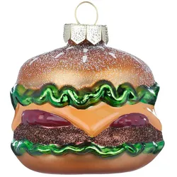Holly & Jolly 1 Christbaumschmuck Glas 6cm Fast Food Hamburger Figur Weihnachtsbaum Anhänger Christbaumanhänger Weihnachtsbaumschmuck Weihnachtsdeko Glasfigur Braun
