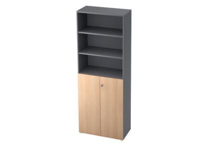 Regalschrank TOPAS LINE, 3 OH Regal/3 OH Türen, graphit/Eiche